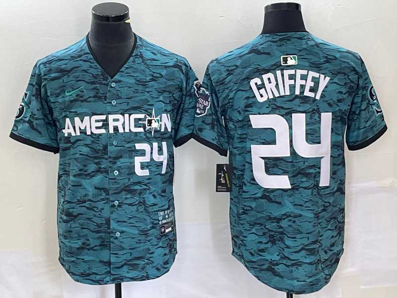 Men%27s Seattle Mariners #24 Ken Griffey Number Teal 2023 All Star Cool Base Stitched Jersey2->seattle mariners->MLB Jersey